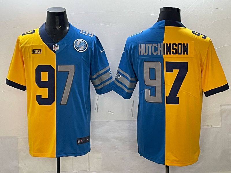 Men 2025 Detroit Lions #97 Hutchinson Blue yellow Nike Limited NFL Jersey 03->dallas cowboys->NFL Jersey